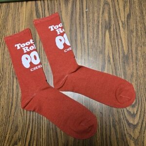 New With Tags Unisex Red And White Tootsie Pops Mid Calf Socks.